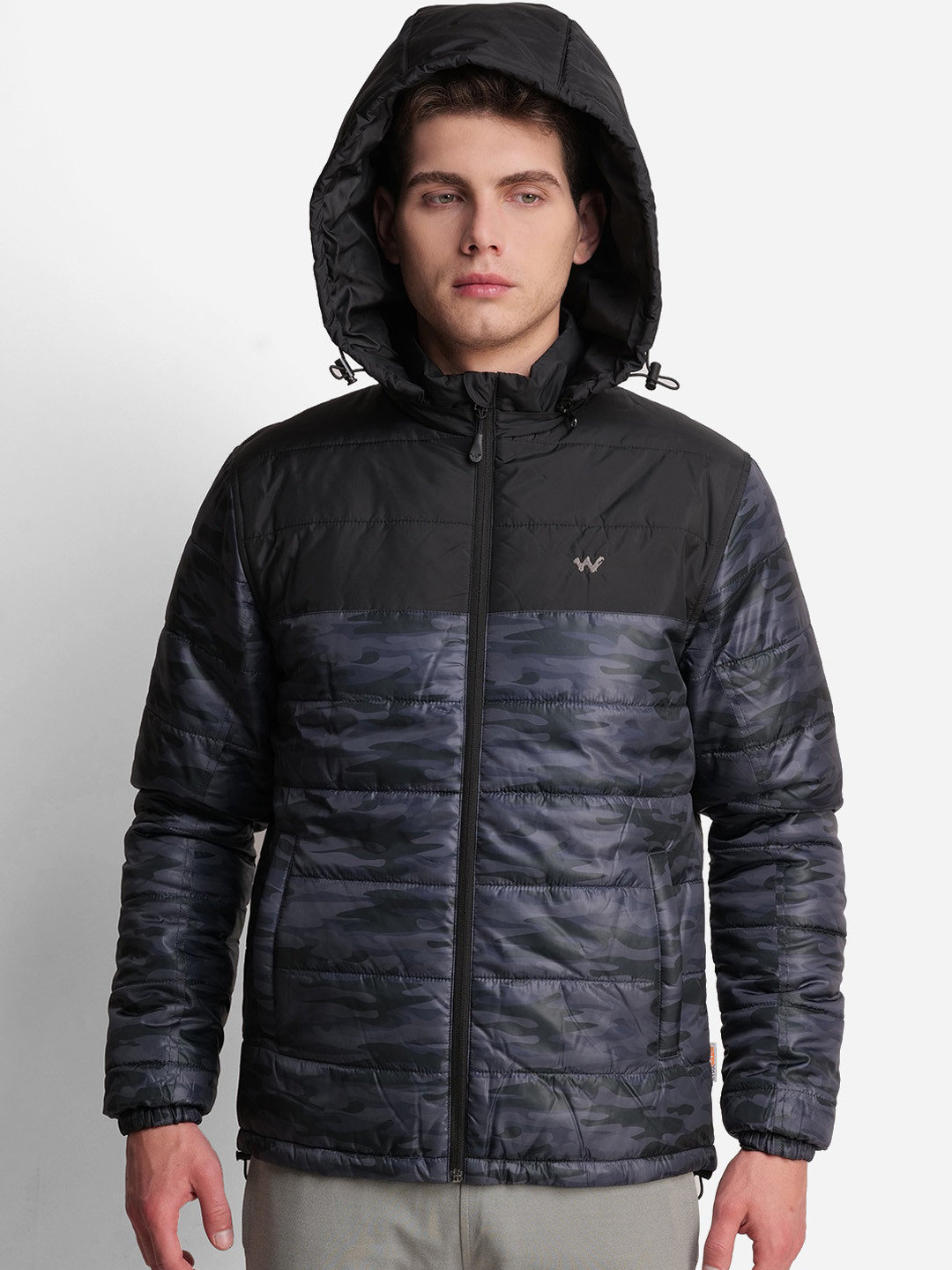 

Wildcraft Men Black Camouflage Windcheater Padded Jacket