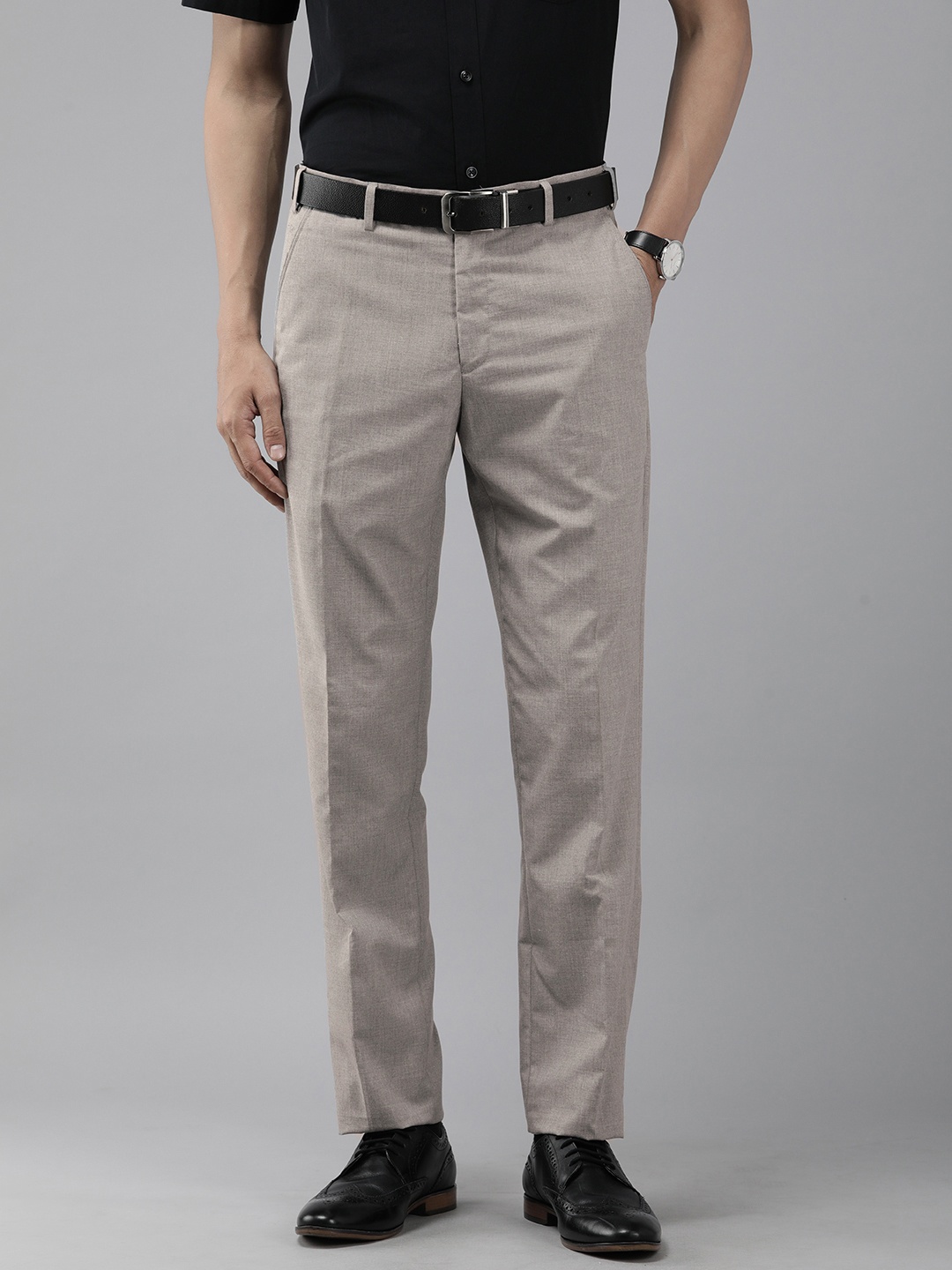 

Park Avenue Men Mid Rise Smart Fit Formal Trousers, Grey