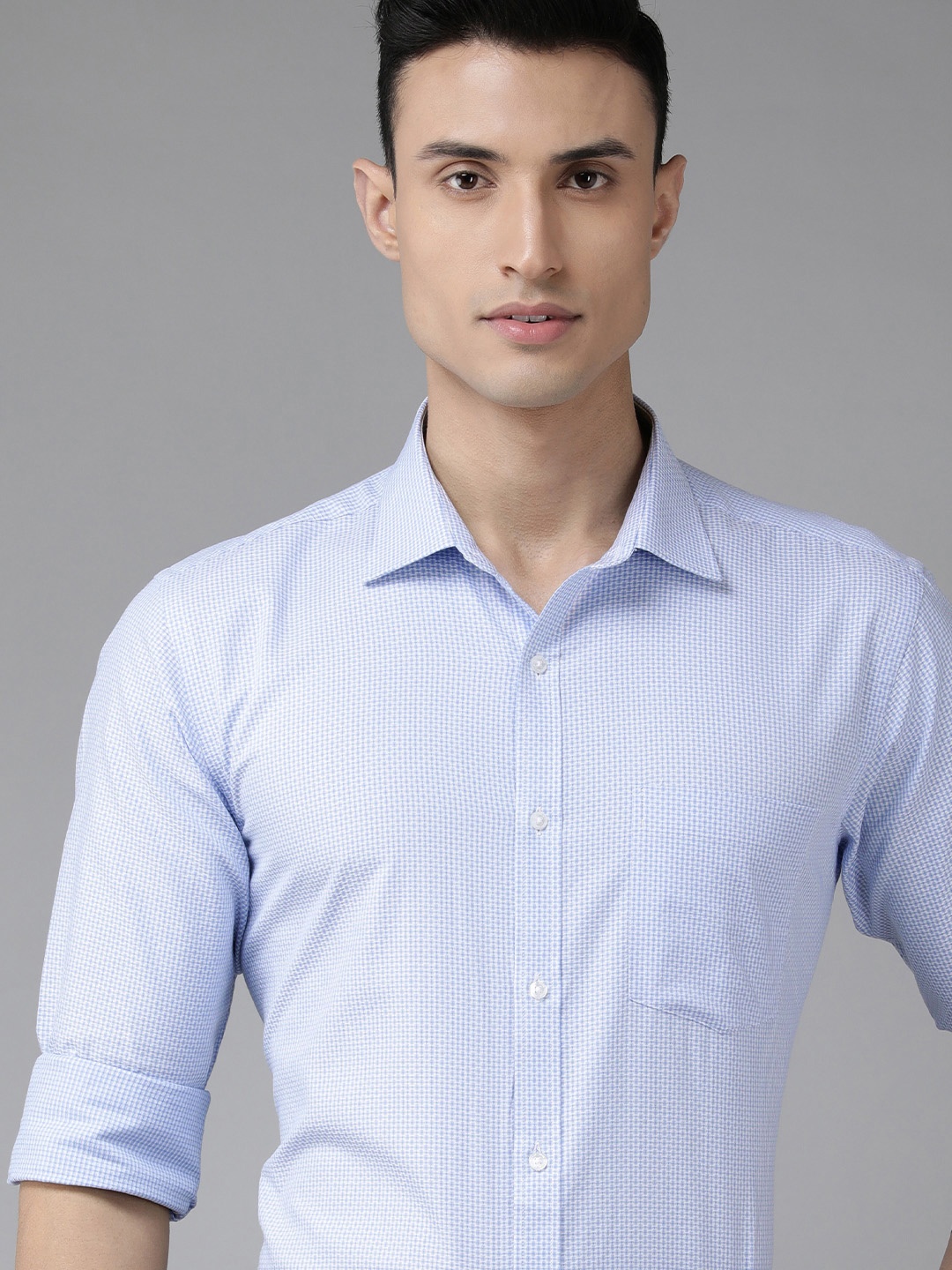 

Park Avenue Men Blue Slim Fit Textured Pure Cotton Formal Shirt