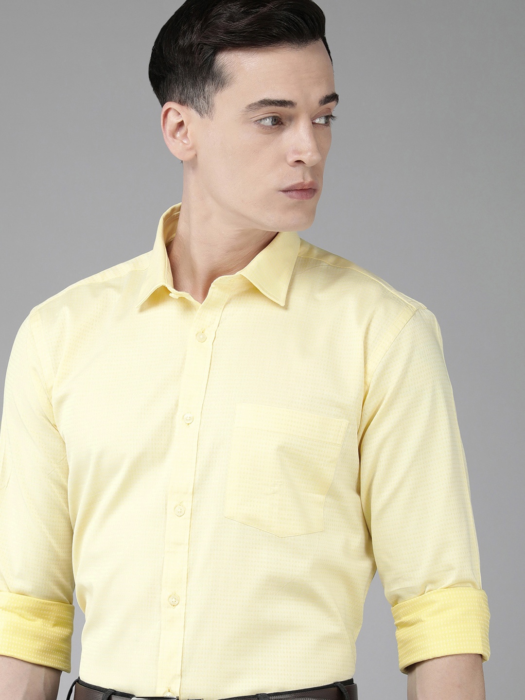 

Park Avenue Men Slim Fit Pure Cotton Formal Shirt, Yellow