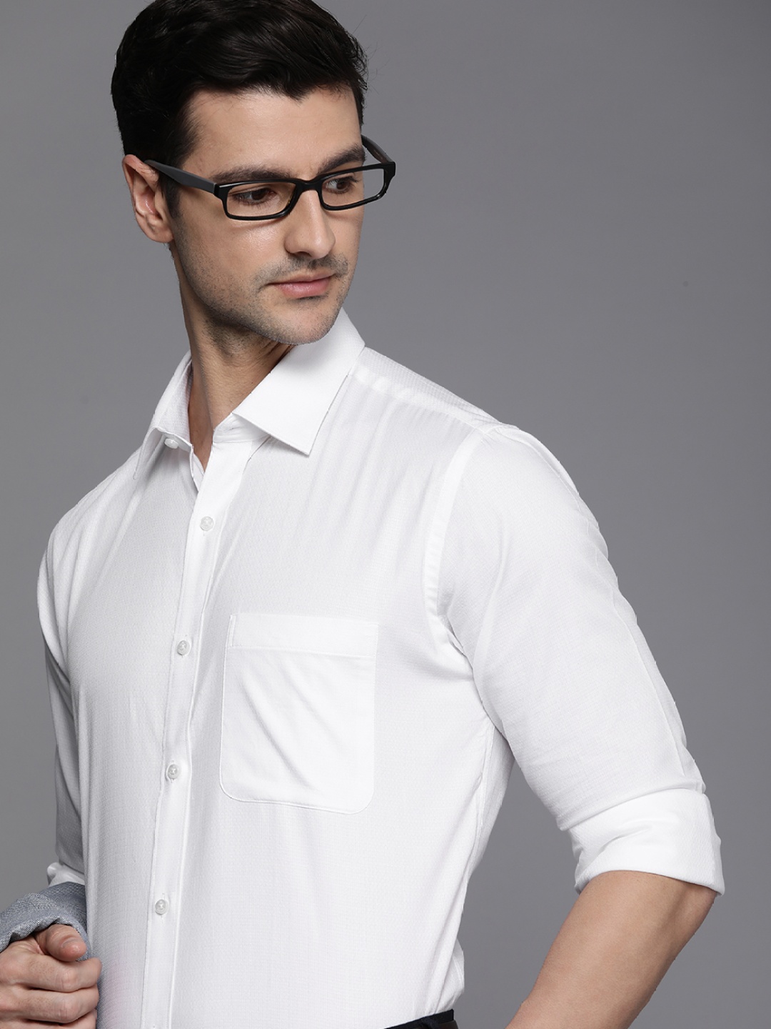

Raymond Men White Solid Semi Sheer Pure Cotton Slim Fit Casual Shirt