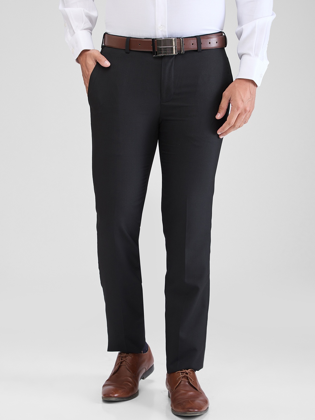 

Raymond Men Slim Fit Formal Trousers, Black