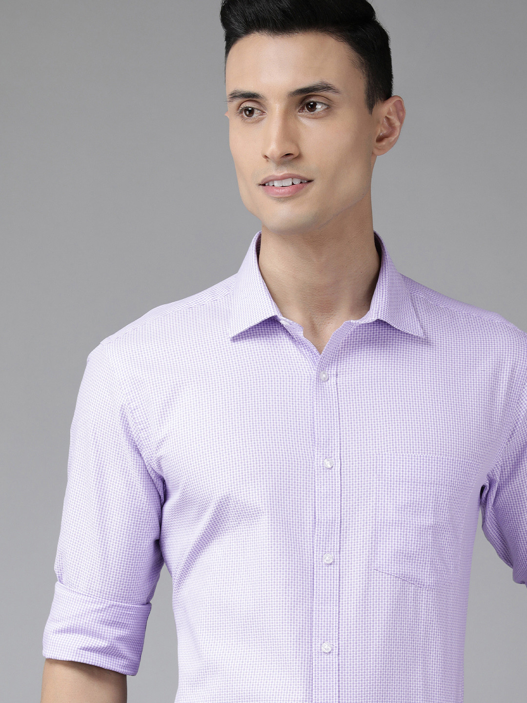 

Park Avenue Men Lavender Slim Fit Textured Pure Cotton Formal Shirt