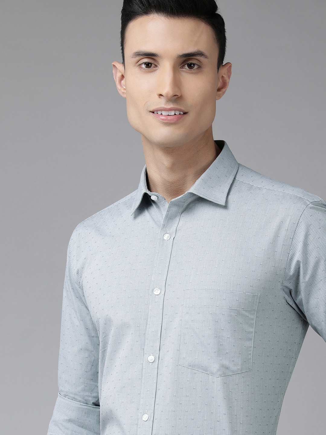 

Park Avenue Men Grey Slim Fit Formal Shirt