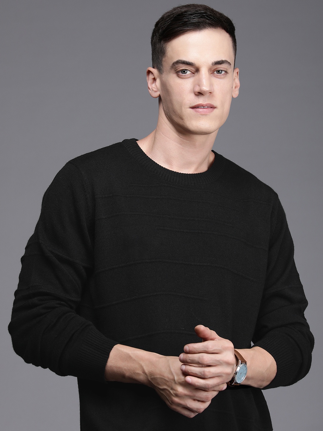 

Raymond Men Black Solid Pullover