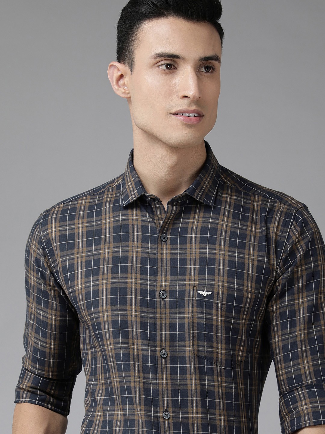 

Park Avenue Men Brown Slim Fit Checked Formal Shirt