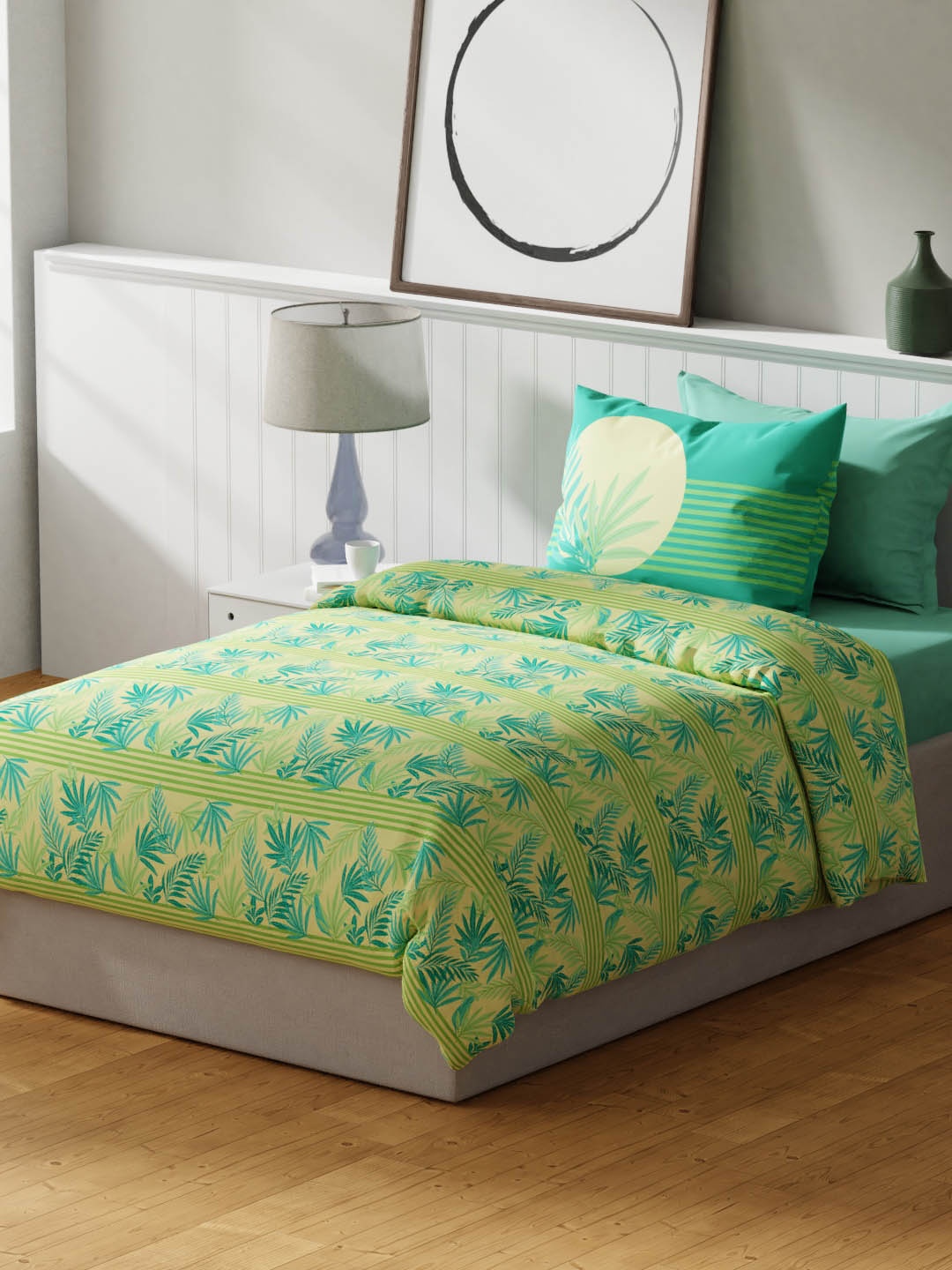 

United Colors of Benetton Safari Cotton Single Bedsheet with 1 Pillow Cover, Sea green