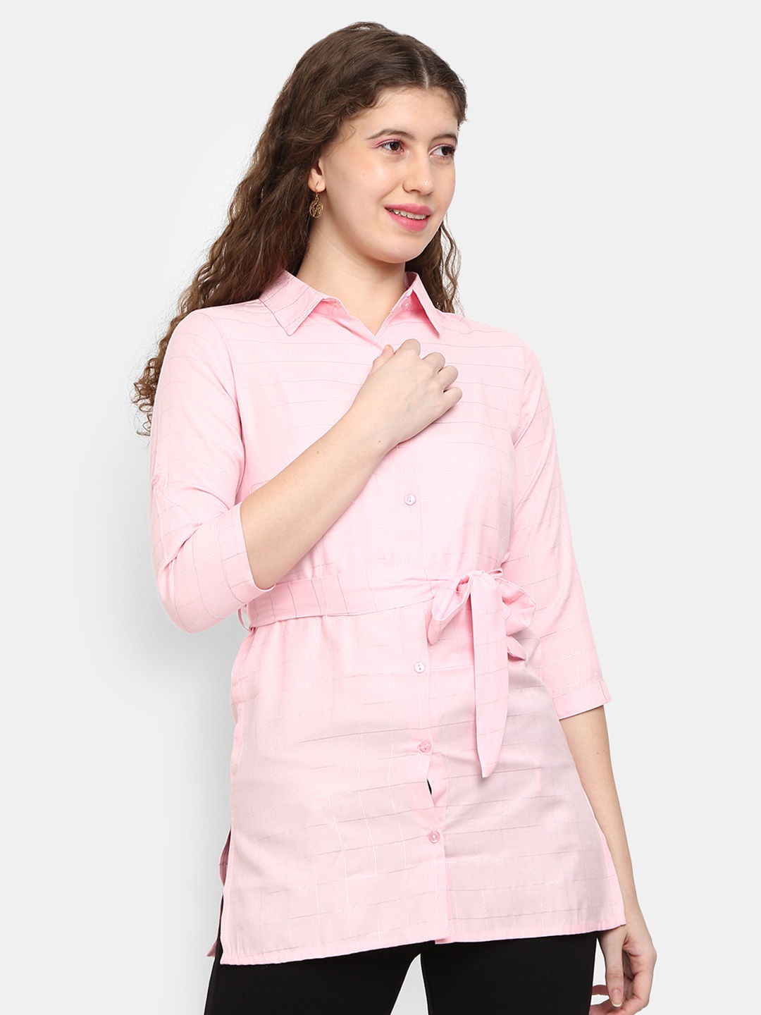 

V-Mart Women Pink Windowpane Checks Checked Casual Shirt