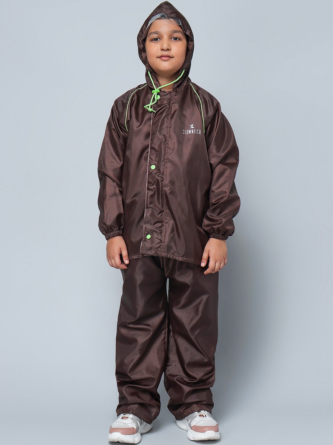 

THE CLOWNFISH Kids Duke Brown Solid Double-Layered Rain Jacket