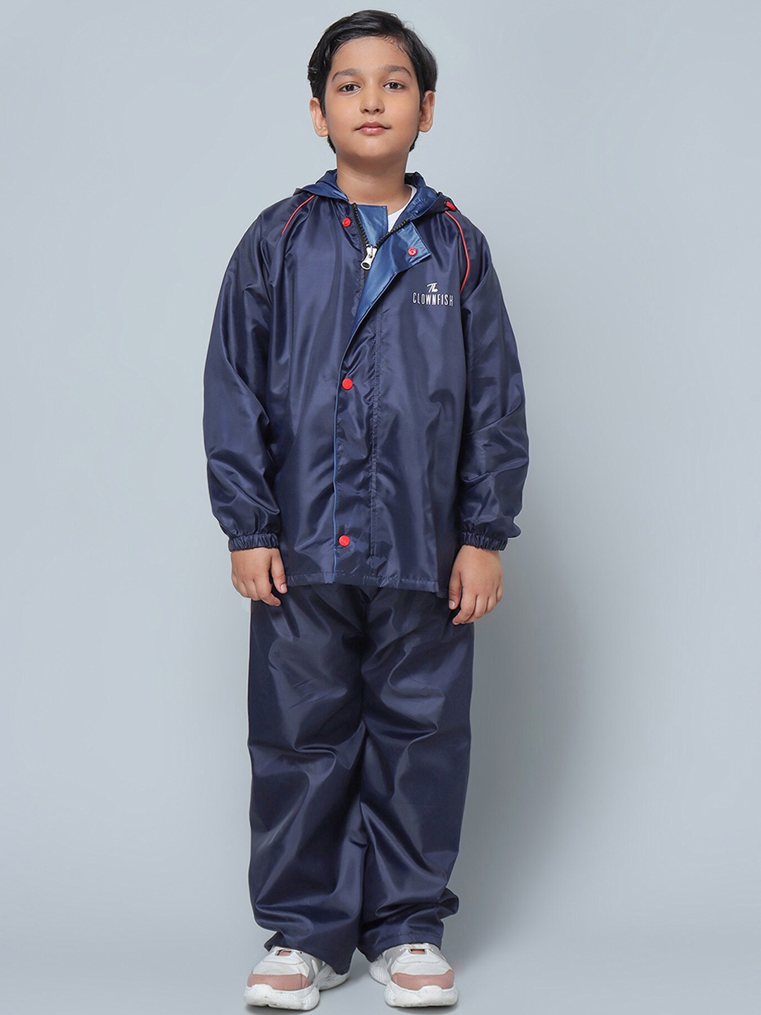 THE CLOWNFISH Duke Kids Blue Solid Double Layered Rain Jacket