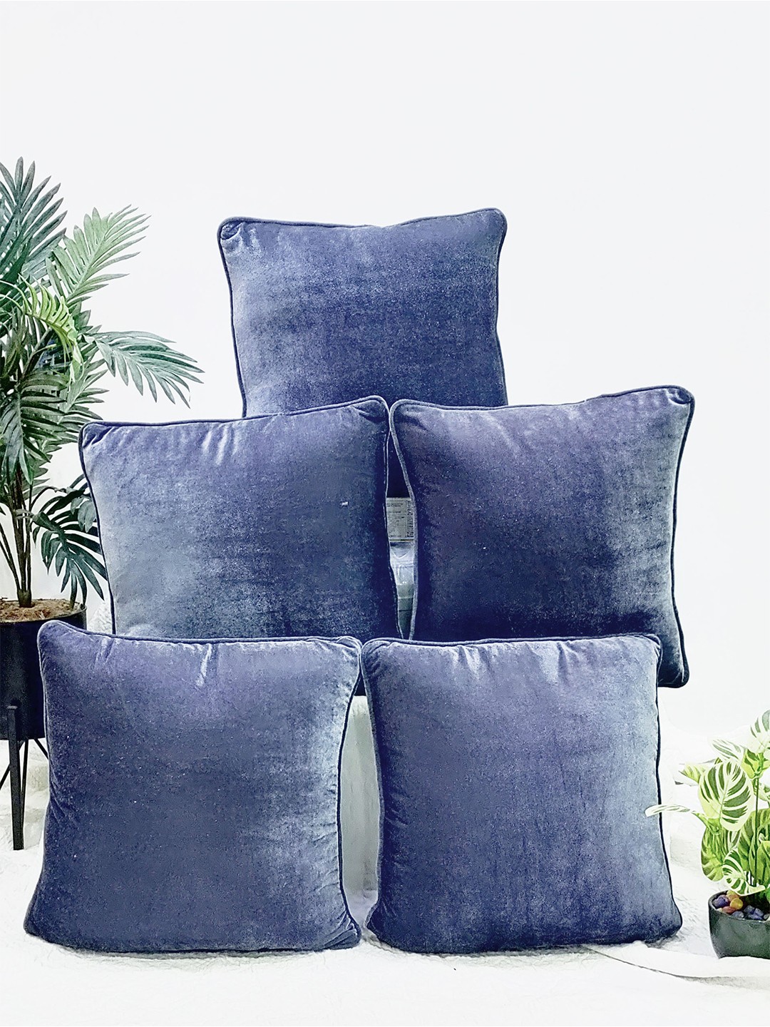 

STITCHNEST Grey Set of 5 Square Cushion Covers