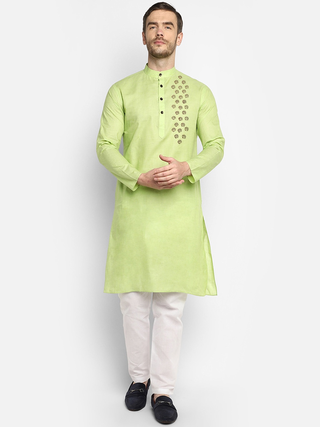 

DEVOILER Men Lime Green Kurta