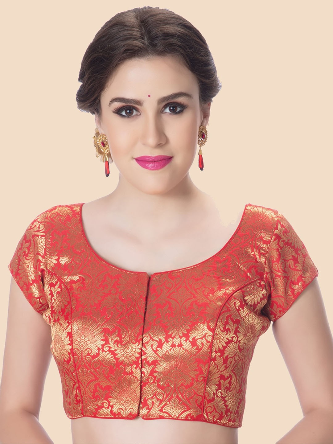 

neckbook Red Woven Design Saree Blouse