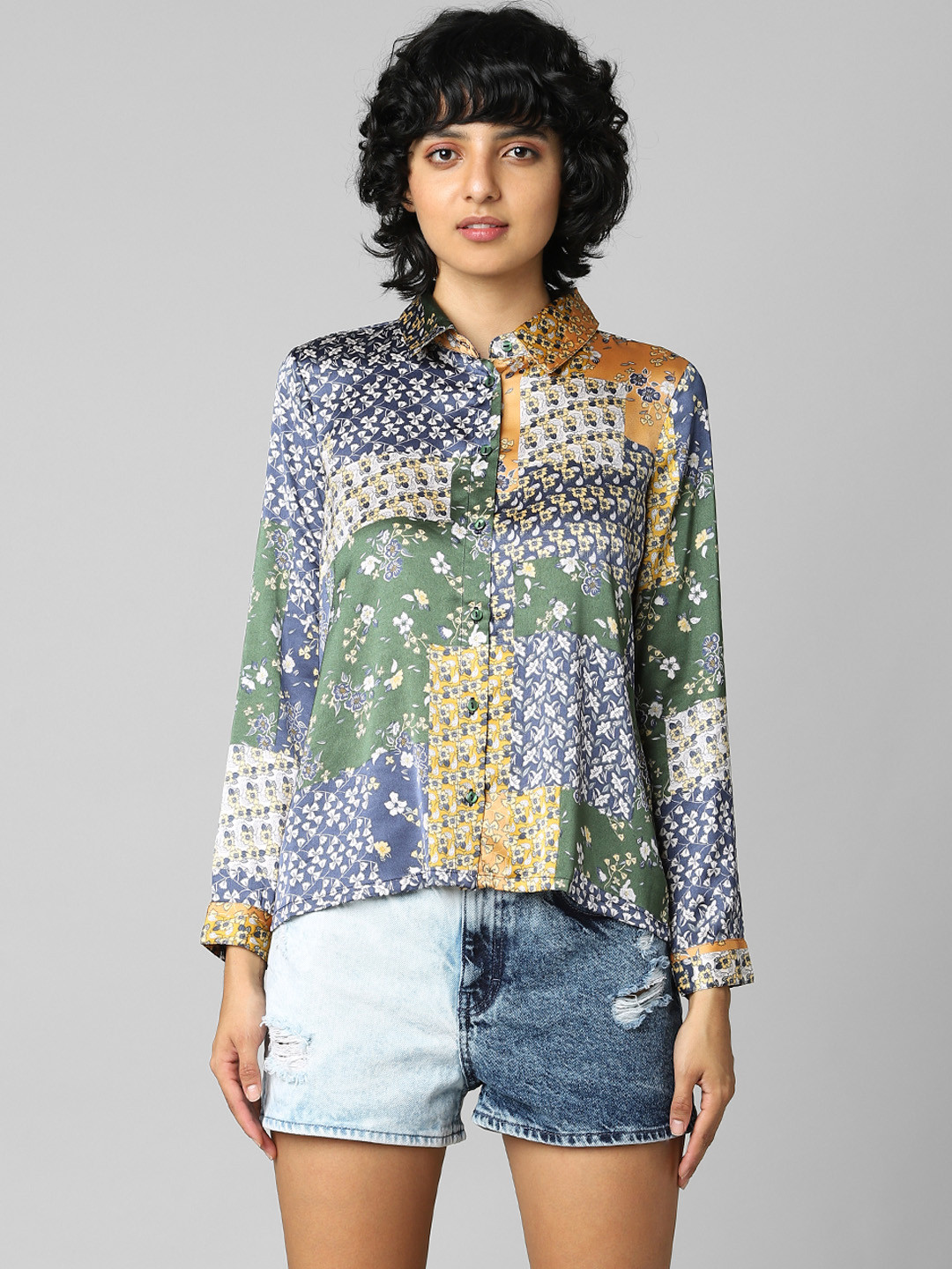 

ONLY Women Blue Printed Casual Shirt