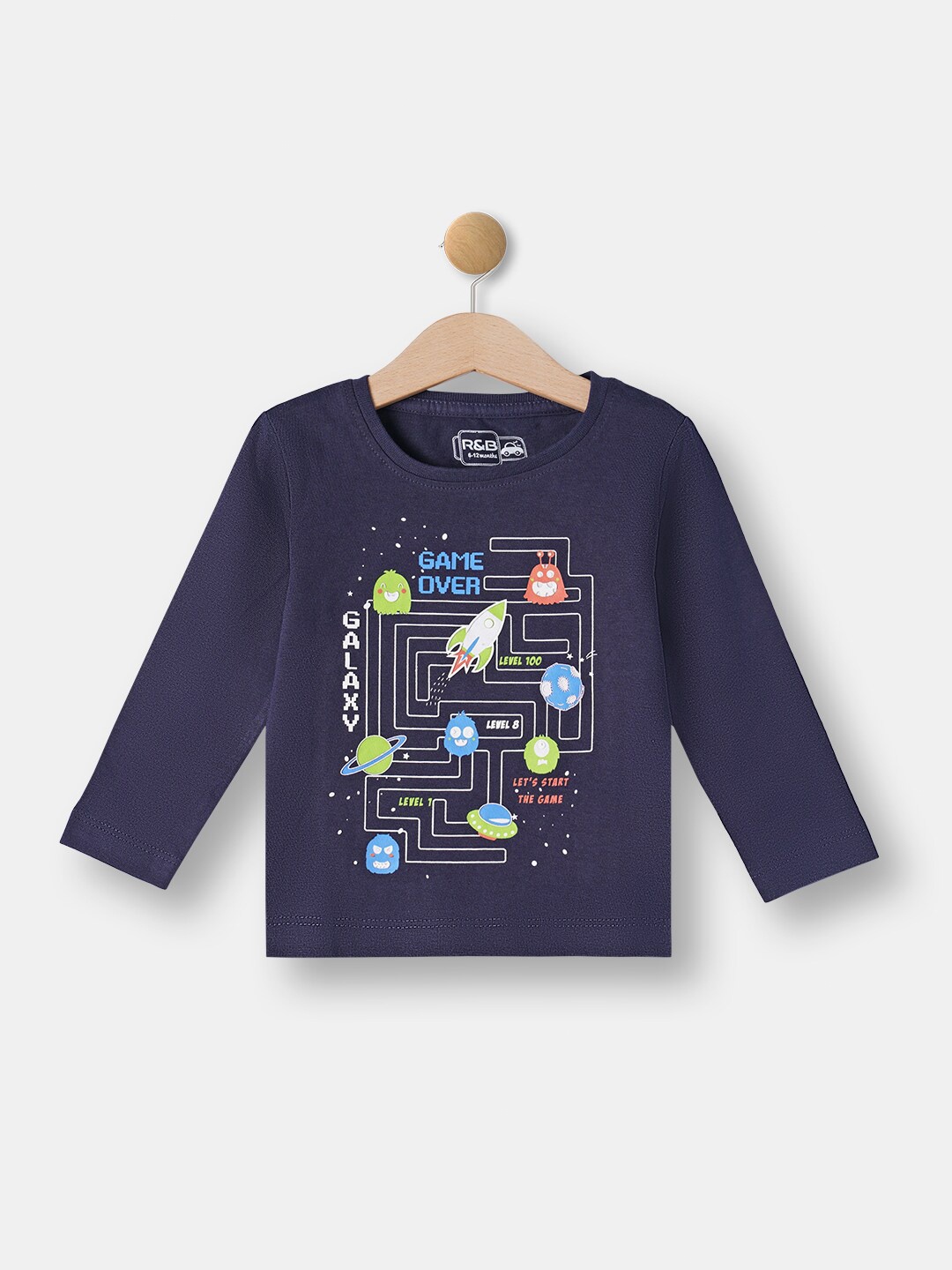 

R&B Boys Navy Blue Printed T-shirt