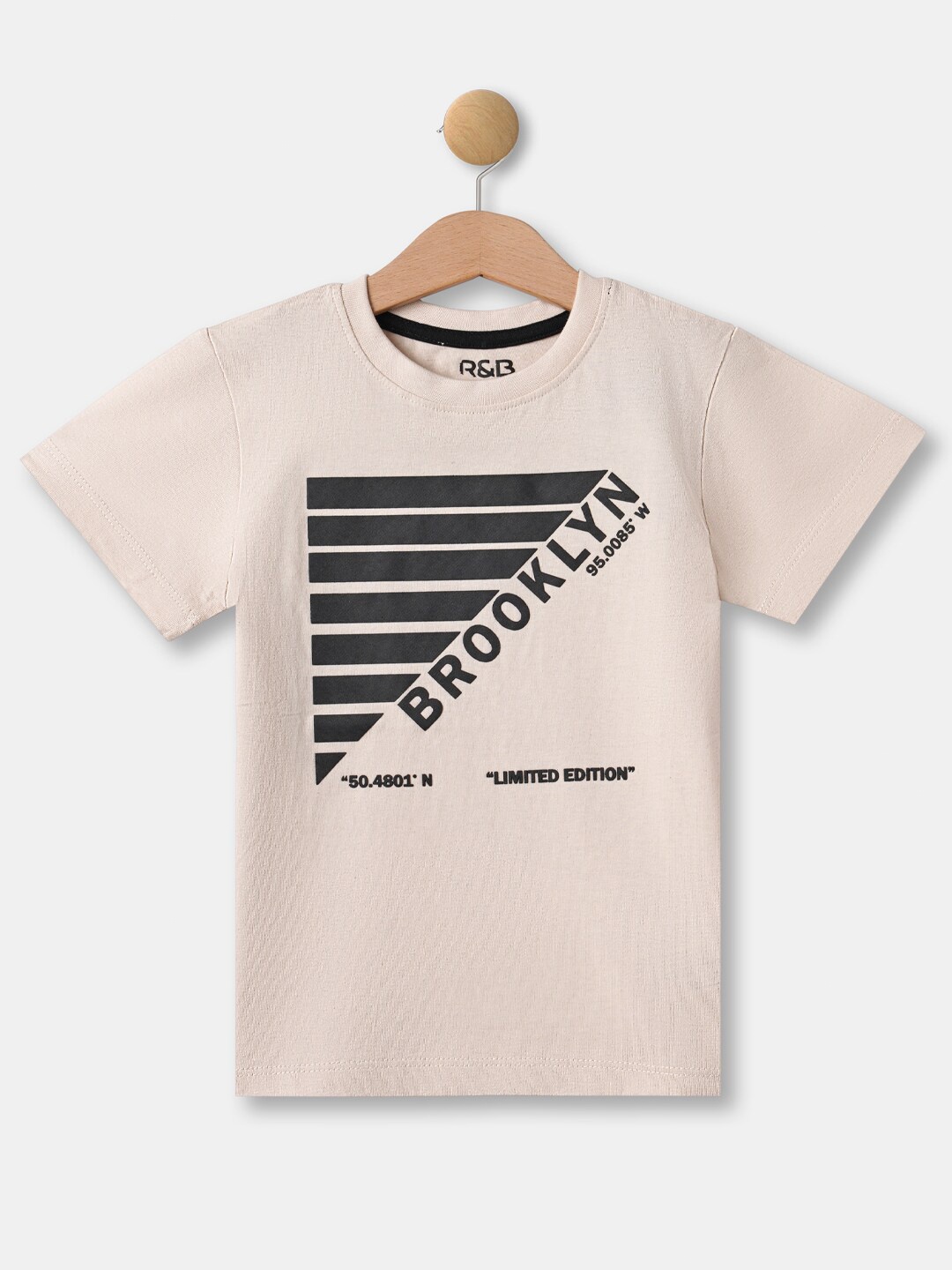 

R&B Boys Beige Printed T-shirt