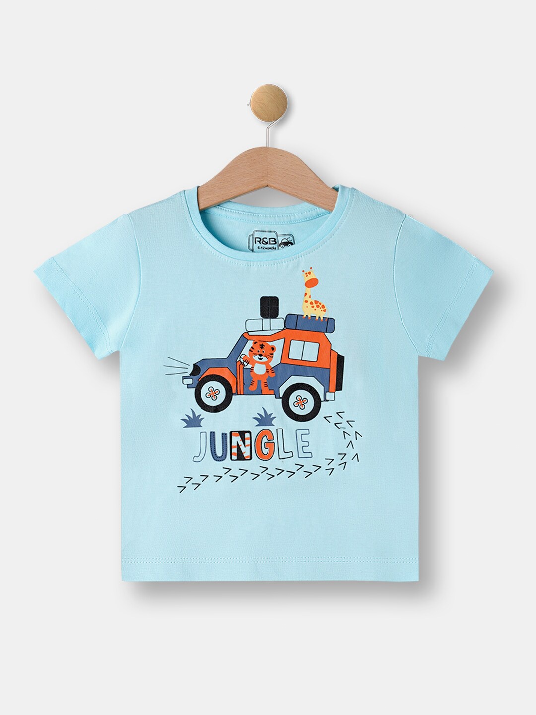 

R&B Boys Blue & Orange Printed T-shirt