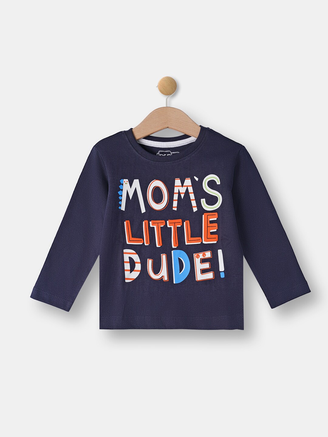

R&B Boys Navy Blue & White Typography Printed T-shirt