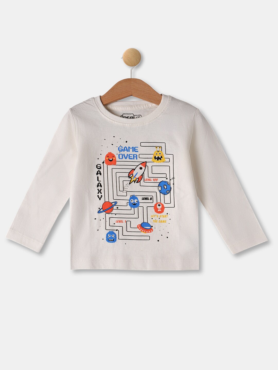 

R&B Boys White & Blue Printed T-shirt