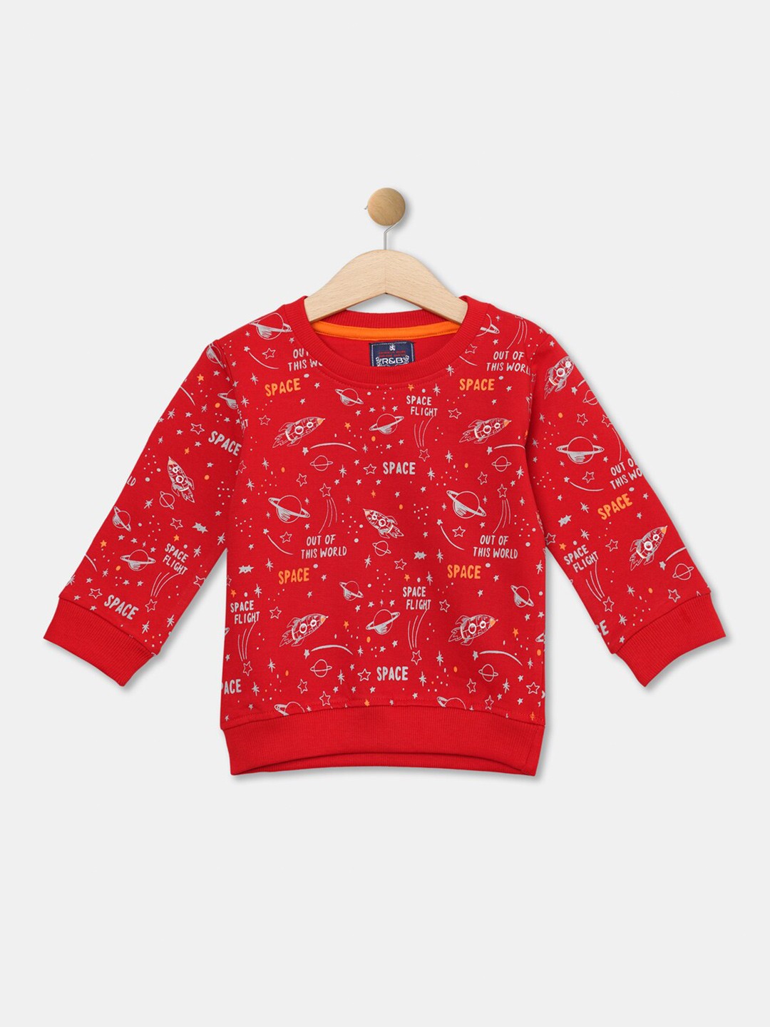 

R&B Boys Red Cotton Printed Sweatshirt