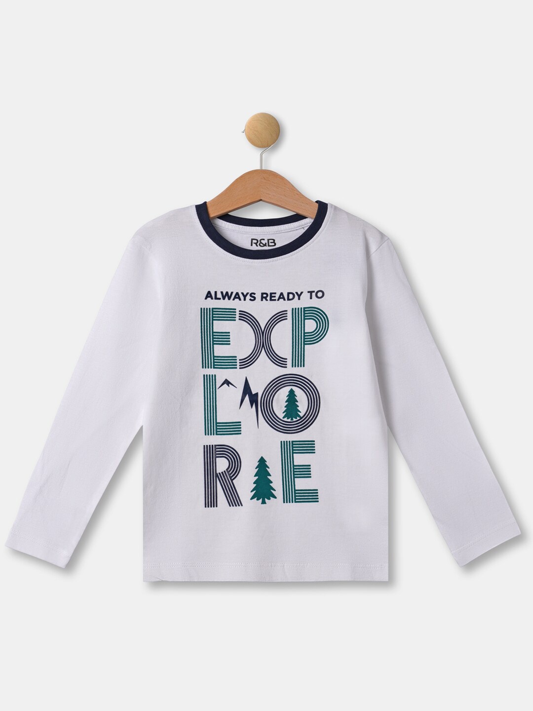 

R&B Boys White Typography Printed Cotton T-shirt