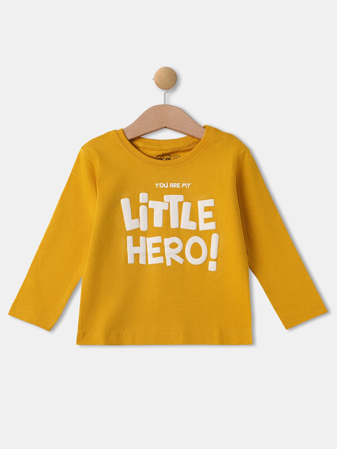 

R&B Boys Mustard Yellow & Off White Typography Printed T-shirt