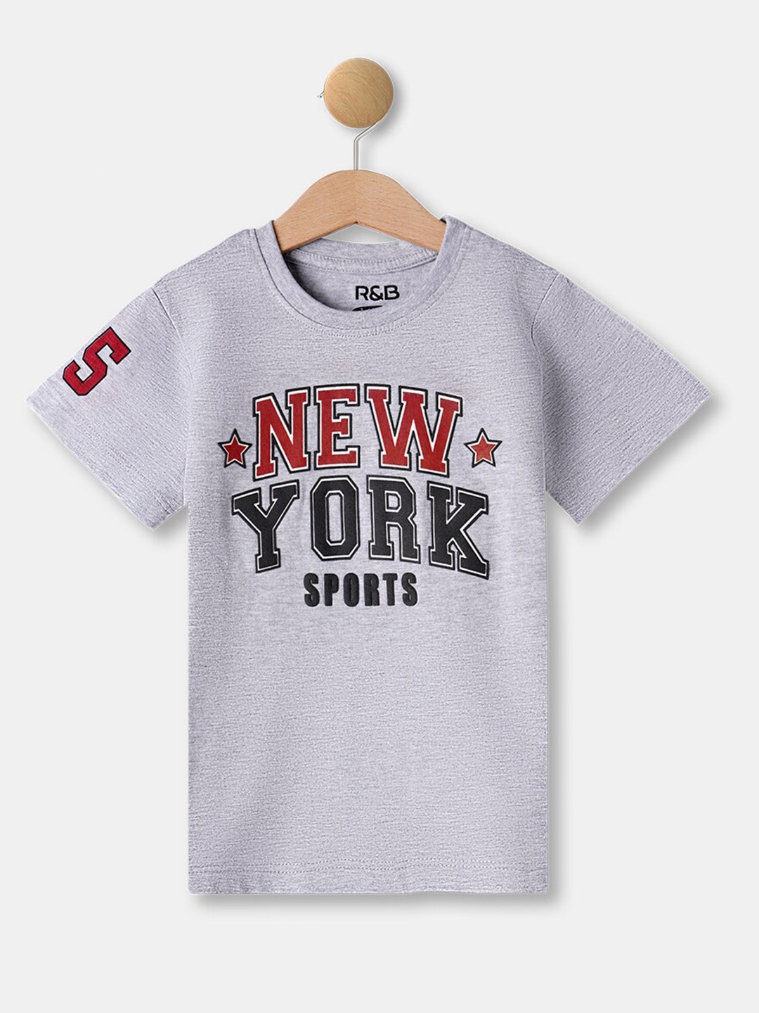 

R&B Boys Grey Typography Printed T-shirt