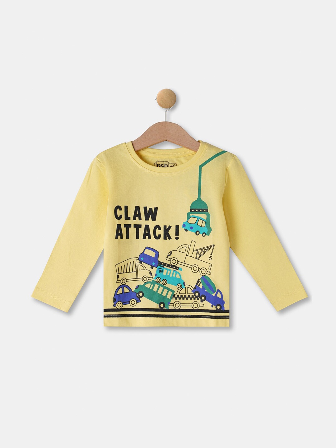 

R&B Boys Yellow Printed T-shirt
