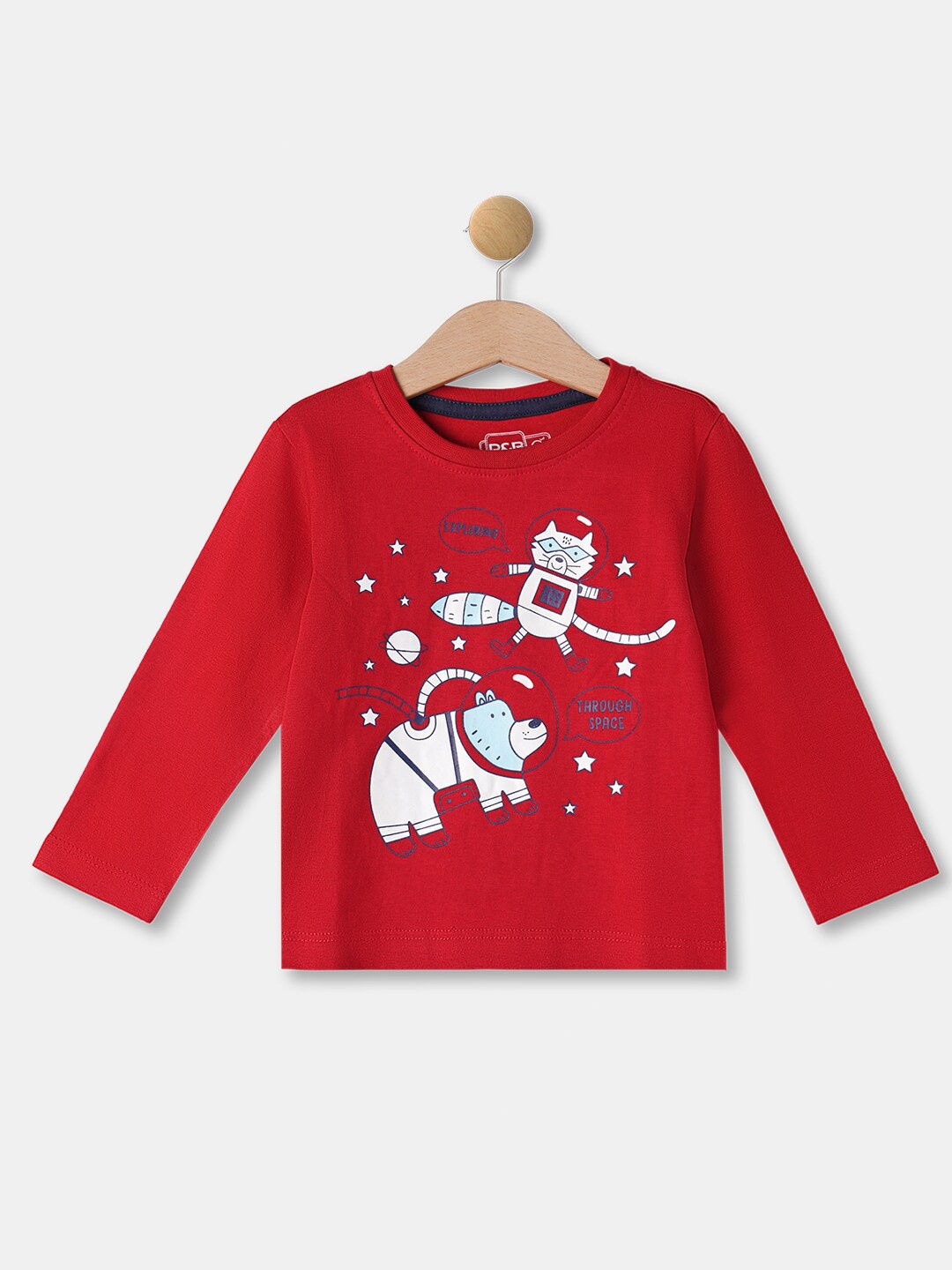 

R&B Boys Red Printed Cotton T-shirt