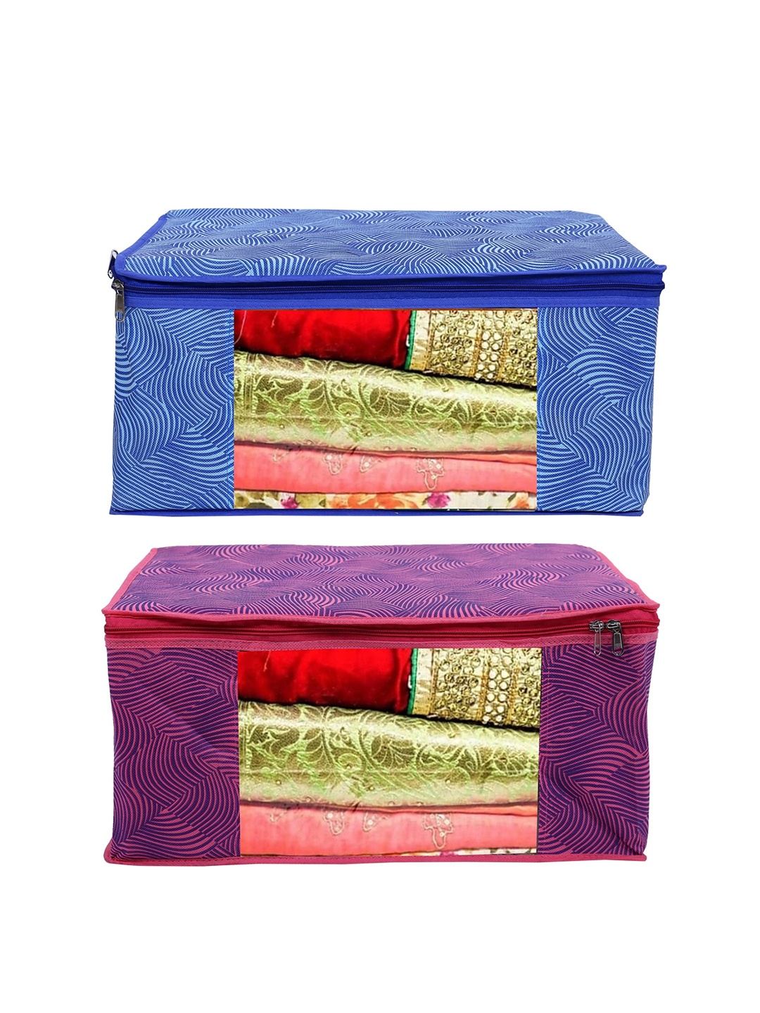 

Home Fresh Set Of 2 Purple & Blue Printed Saree Organisers