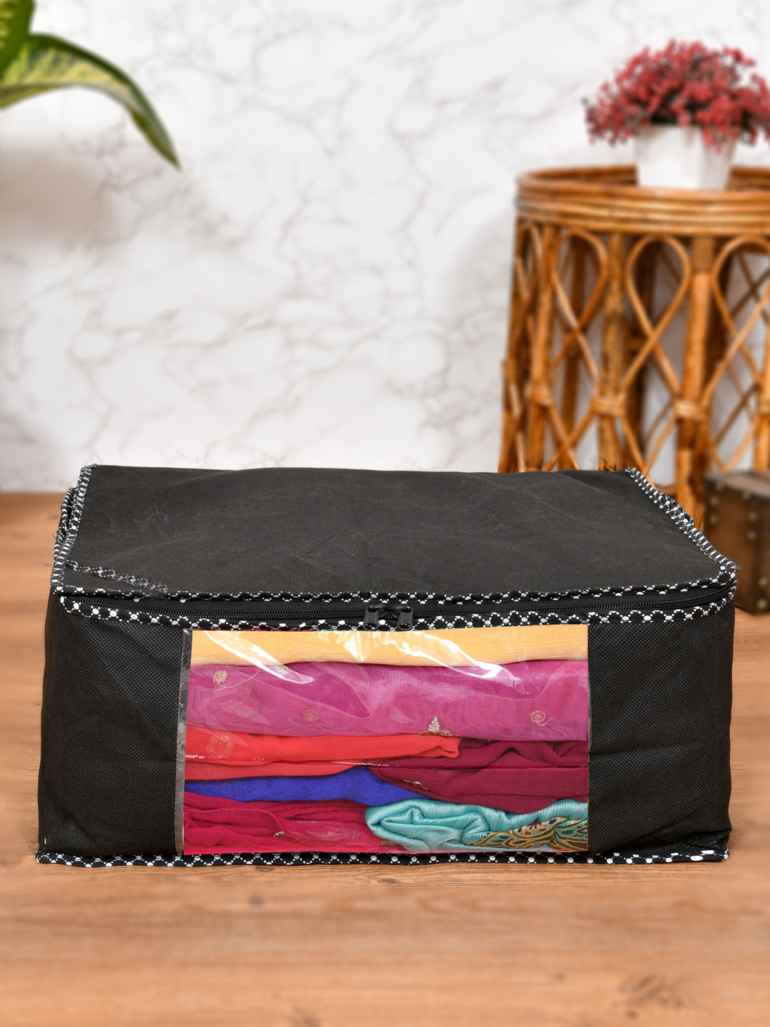 

Home Fresh Set Of 2 Printed Saree Organisers, Black