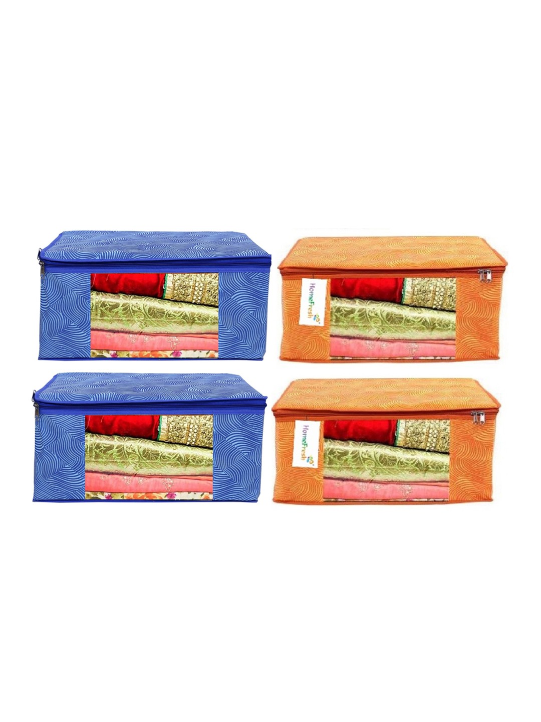 

Home Fresh Set Of 4 Solid Saree Organisers, Blue