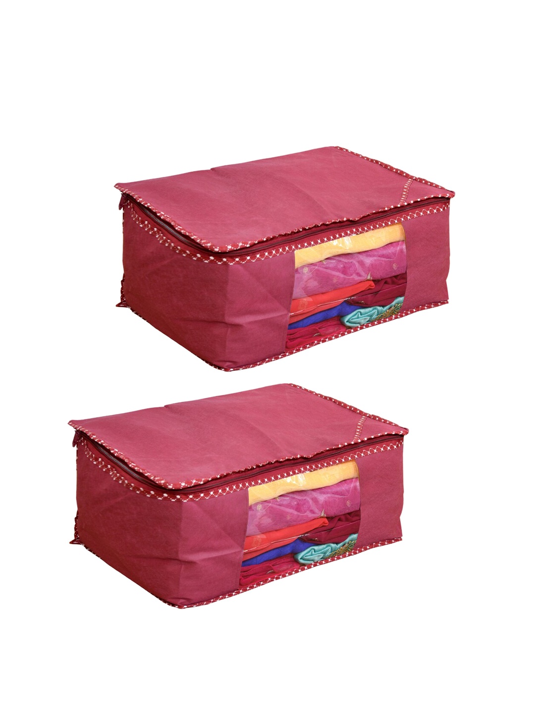 Home Fresh Set Of 6 Printed Saree Organisers, Pink