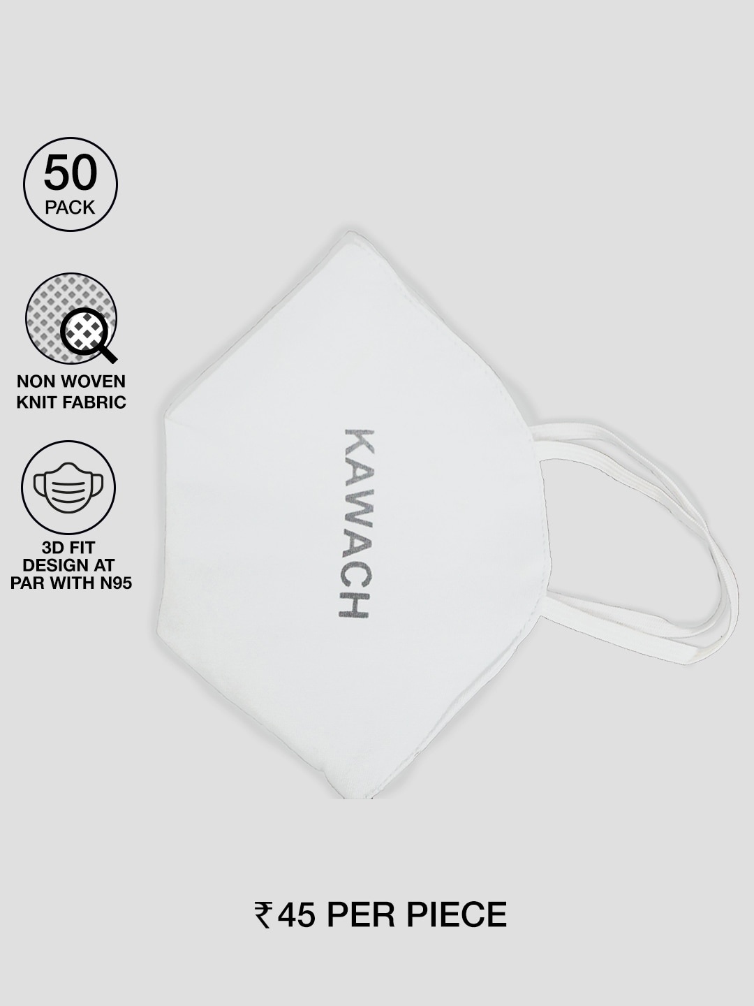 

Bewakoof Pack Of 50 White Solid Pure Cotton Outdoor Masks
