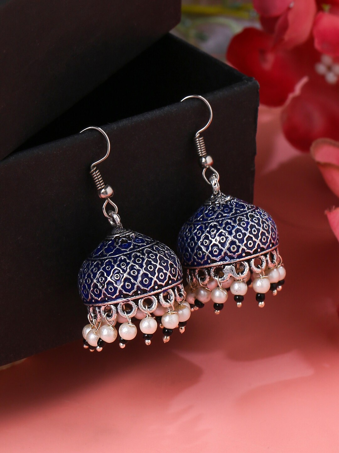 

VIRAASI Silver-Plated Contemporary Jhumkas Earrings