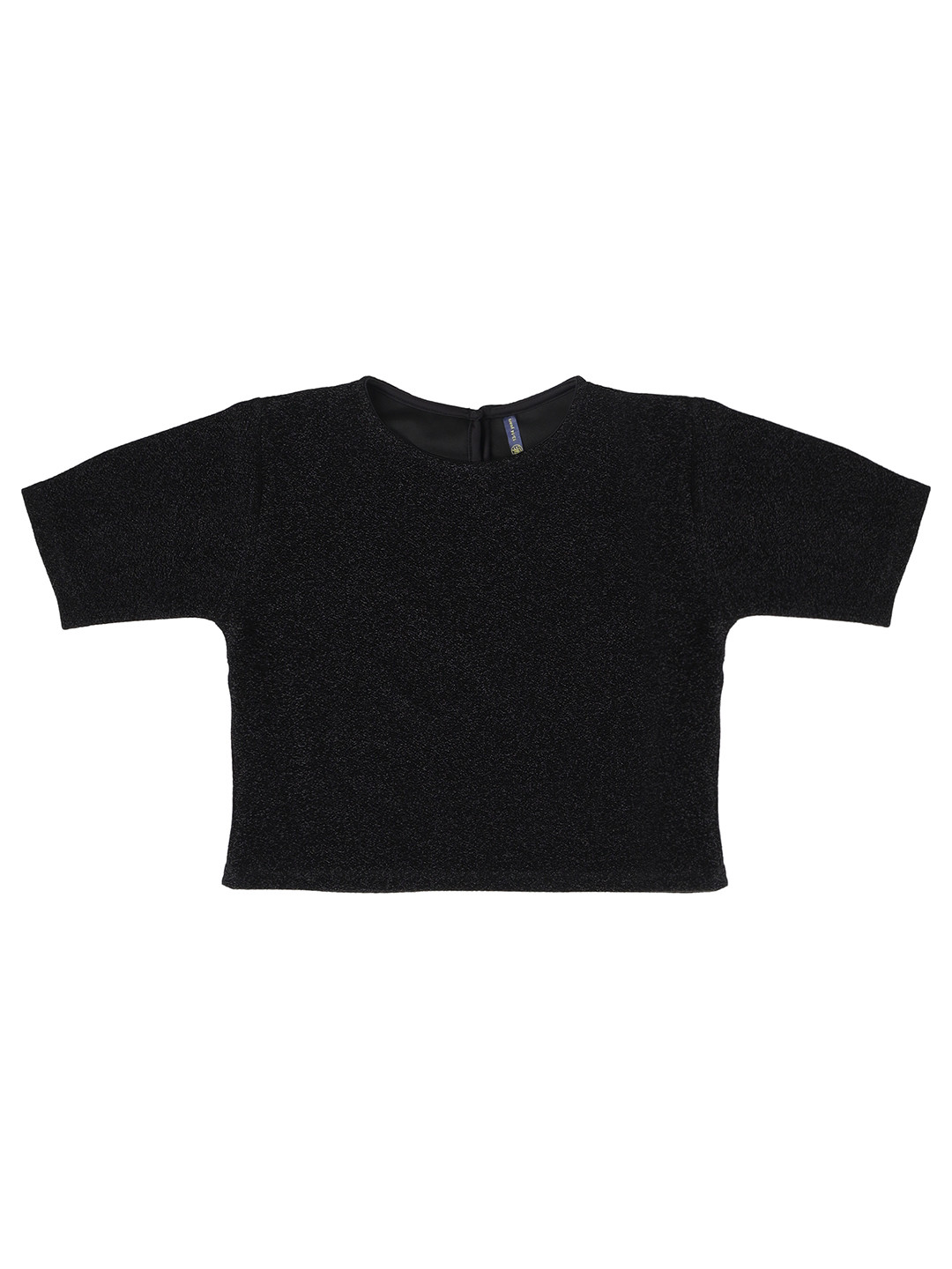 

YK Girls Round Neck Short Sleeves Top, Black