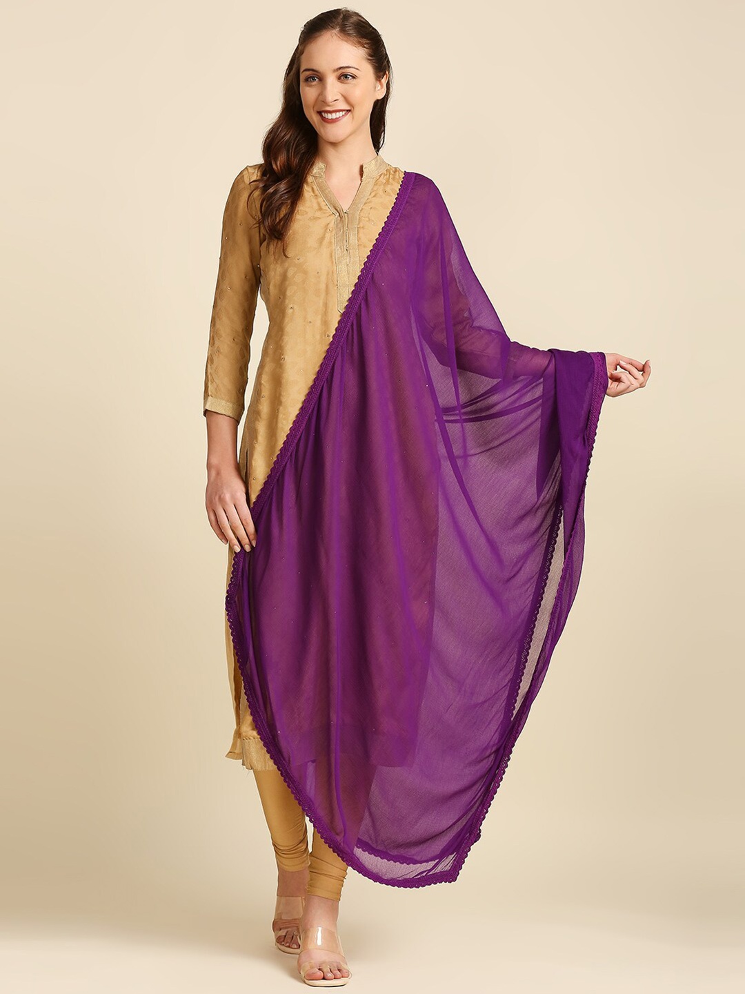 

Dupatta Bazaar Women Solid Dupatta, Purple