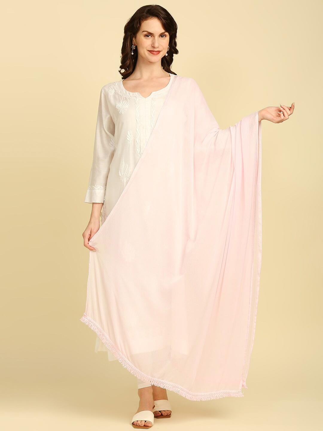 

Dupatta Bazaar Women Solid Dupatta, Pink