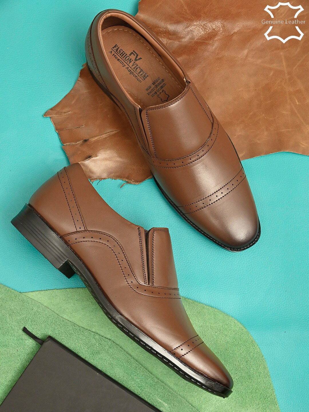 

Fashion Victim Men Brown Solid Formal Loafer Shoes