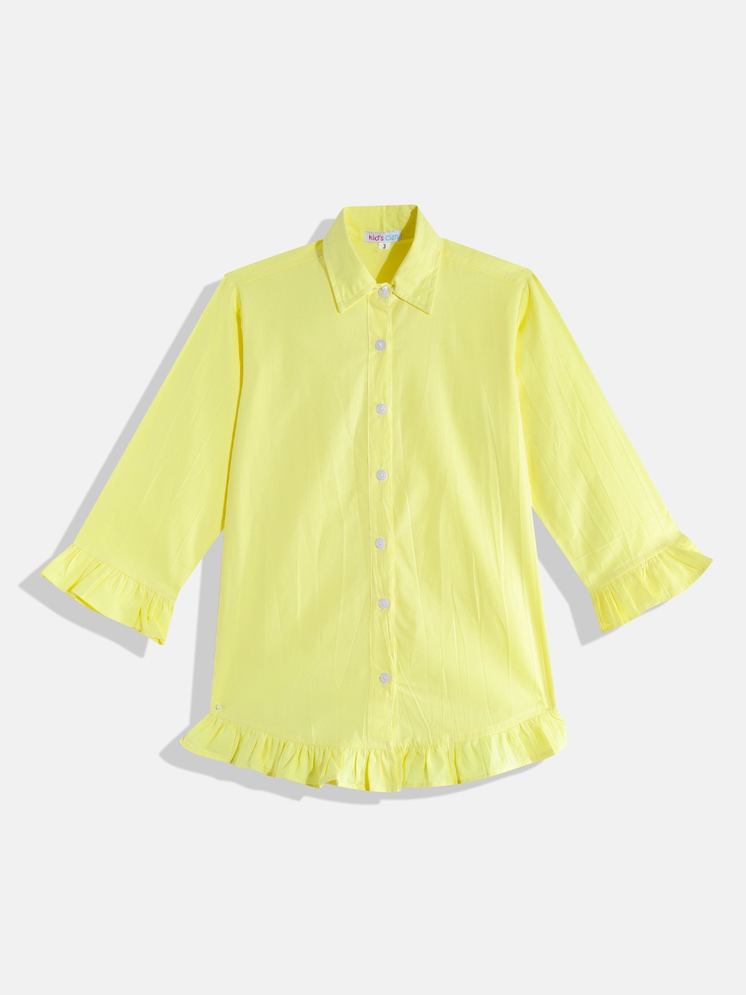 

Kids Clan Girls Yellow Solid Casual Shirt