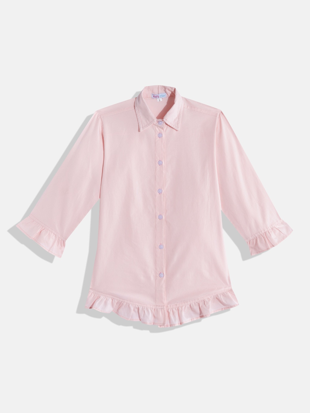 

Kids Clan Girls Pink Solid Casual Shirt