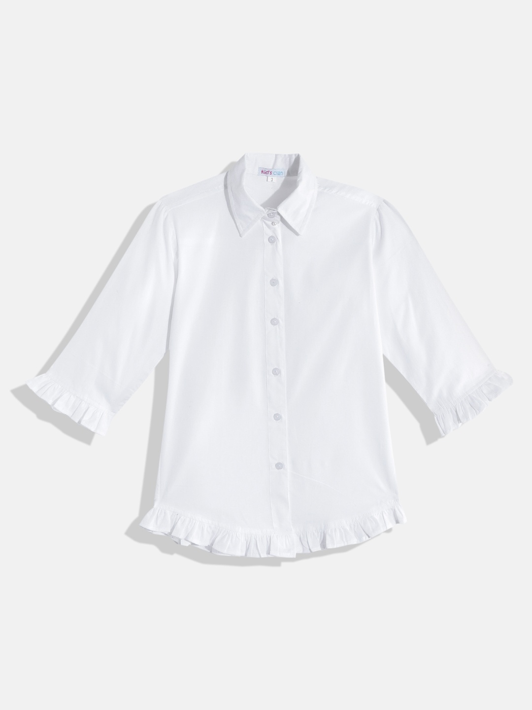 

Kids Clan Girls White Solid Casual Shirt