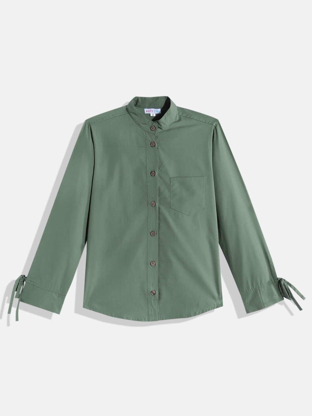 

Kids Clan Girls Olive Green Solid Casual Shirt