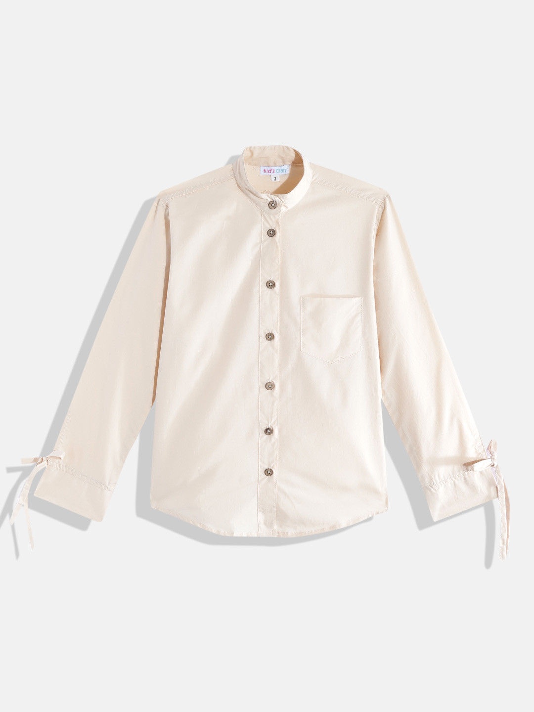 

Kids Clan Girls Beige Solid Casual Shirt