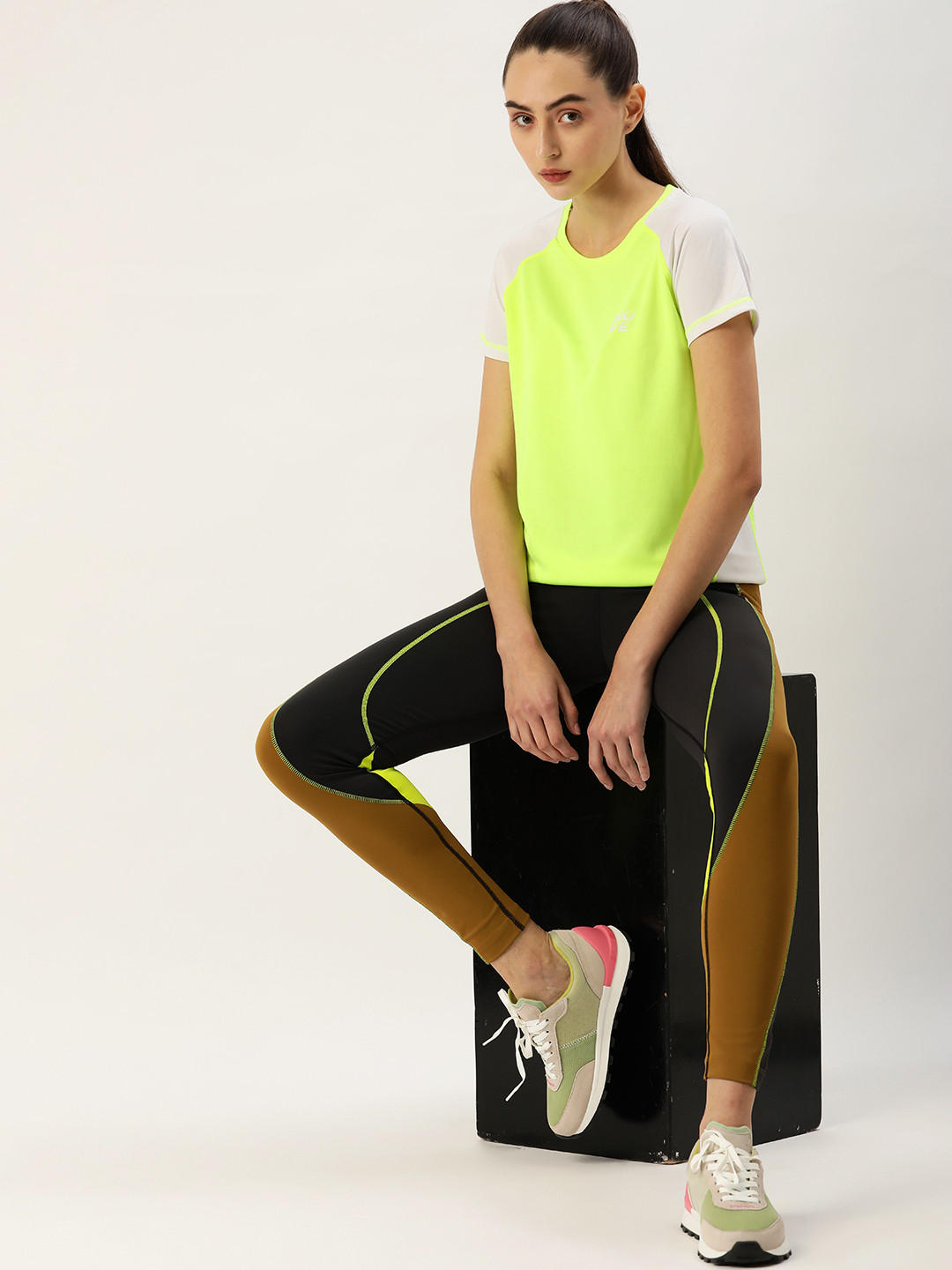 

DressBerry Women Lime Green & White Solid T-shirt