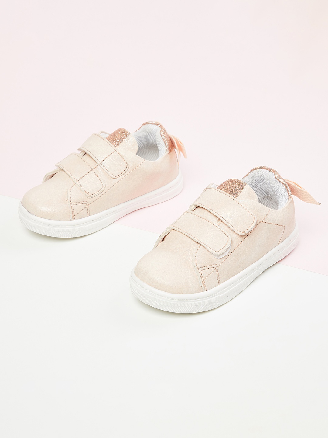 max Girls PU Sneakers, Peach