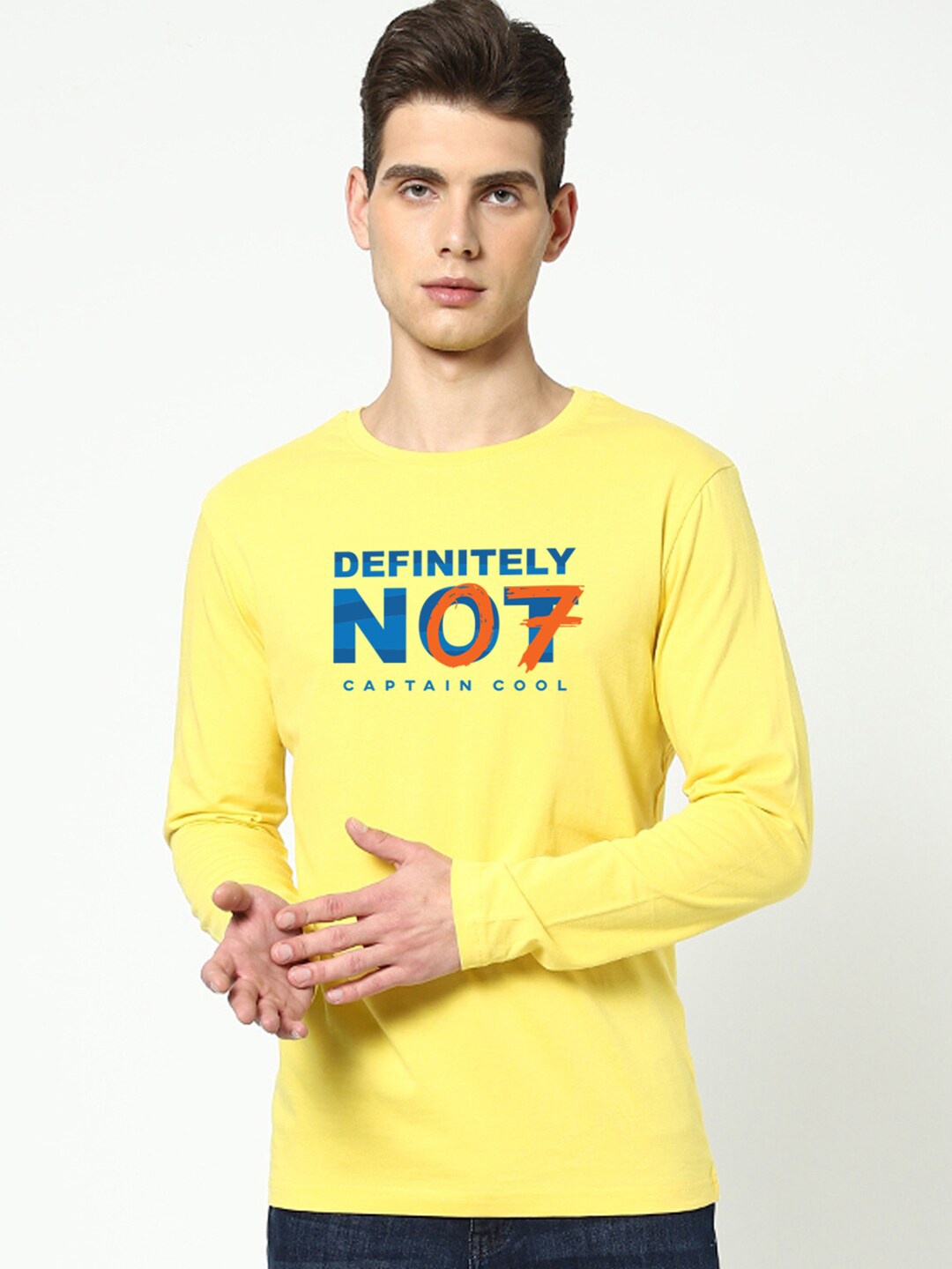 

Bewakoof Men Yellow Typography Printed Applique T-shirt