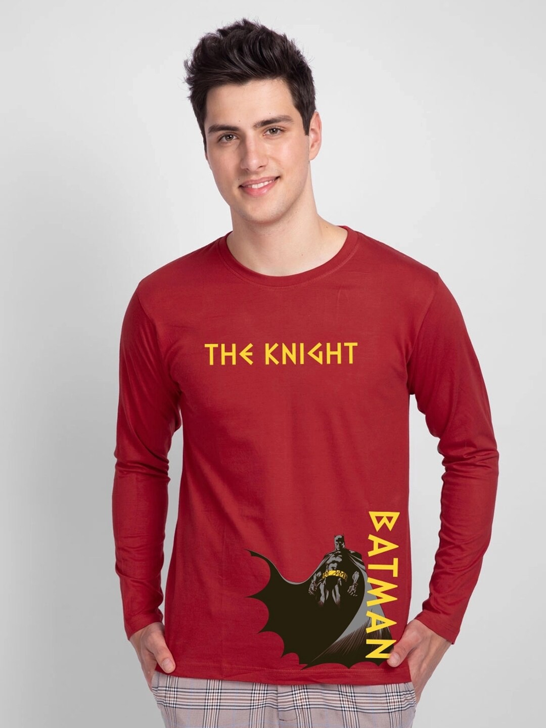 

Bewakoof Men Red Printed Round Neck Full Sleeve T-shirt
