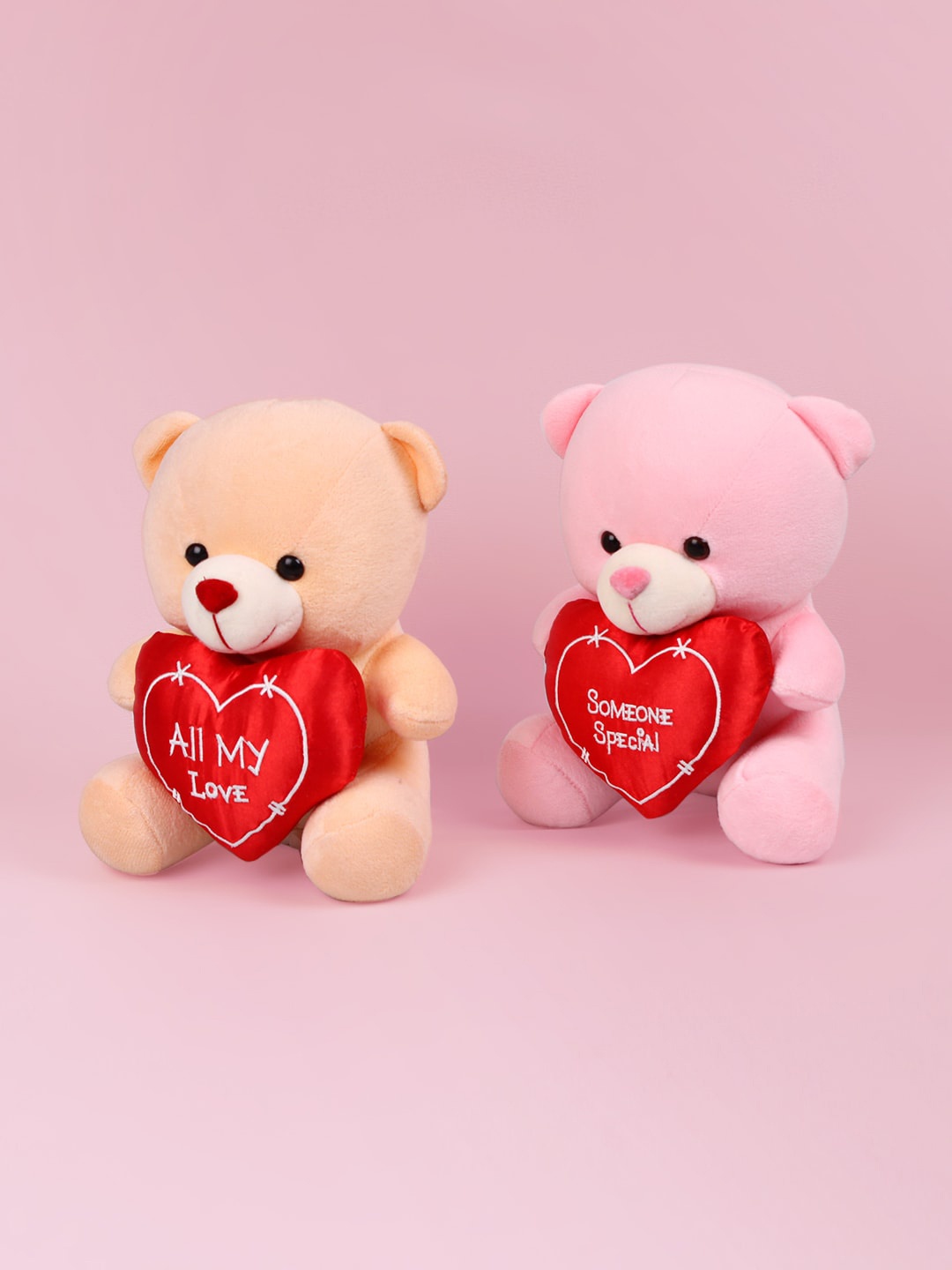 DukieKooky Kids Set Of 2 Pink & Orange Teddy Bear Soft Toys