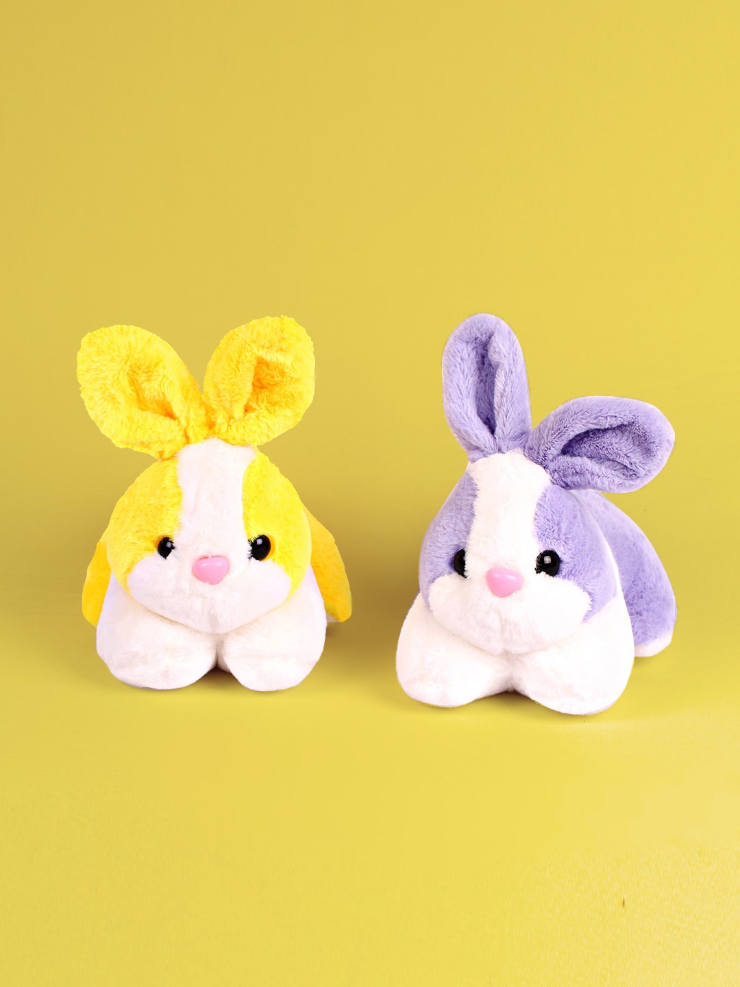 

DukieKooky Kids Set Of 2 Cute Bunny Soft Toys and Dolls, Yellow